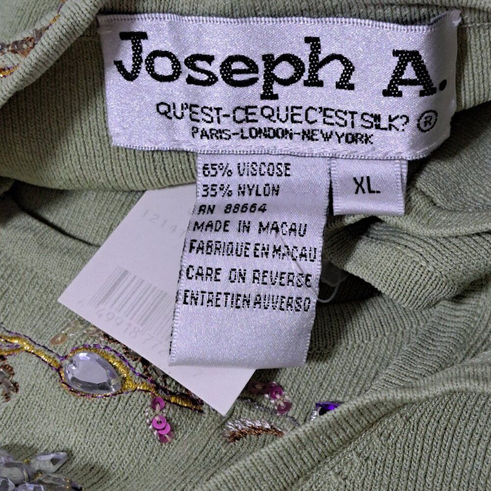 Joseph A. Women's 2 Pc Set Knit Top 3/4 Cardigan Sage Green Rhinestone Sz XL - Picture 8 of 8